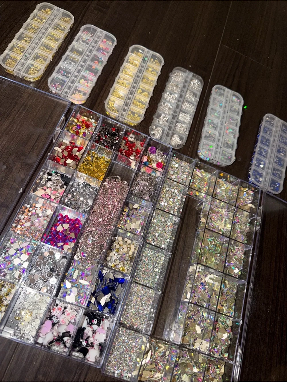 HUGE collection of nail art supplies rhinestones , crystals , hello kitty& more